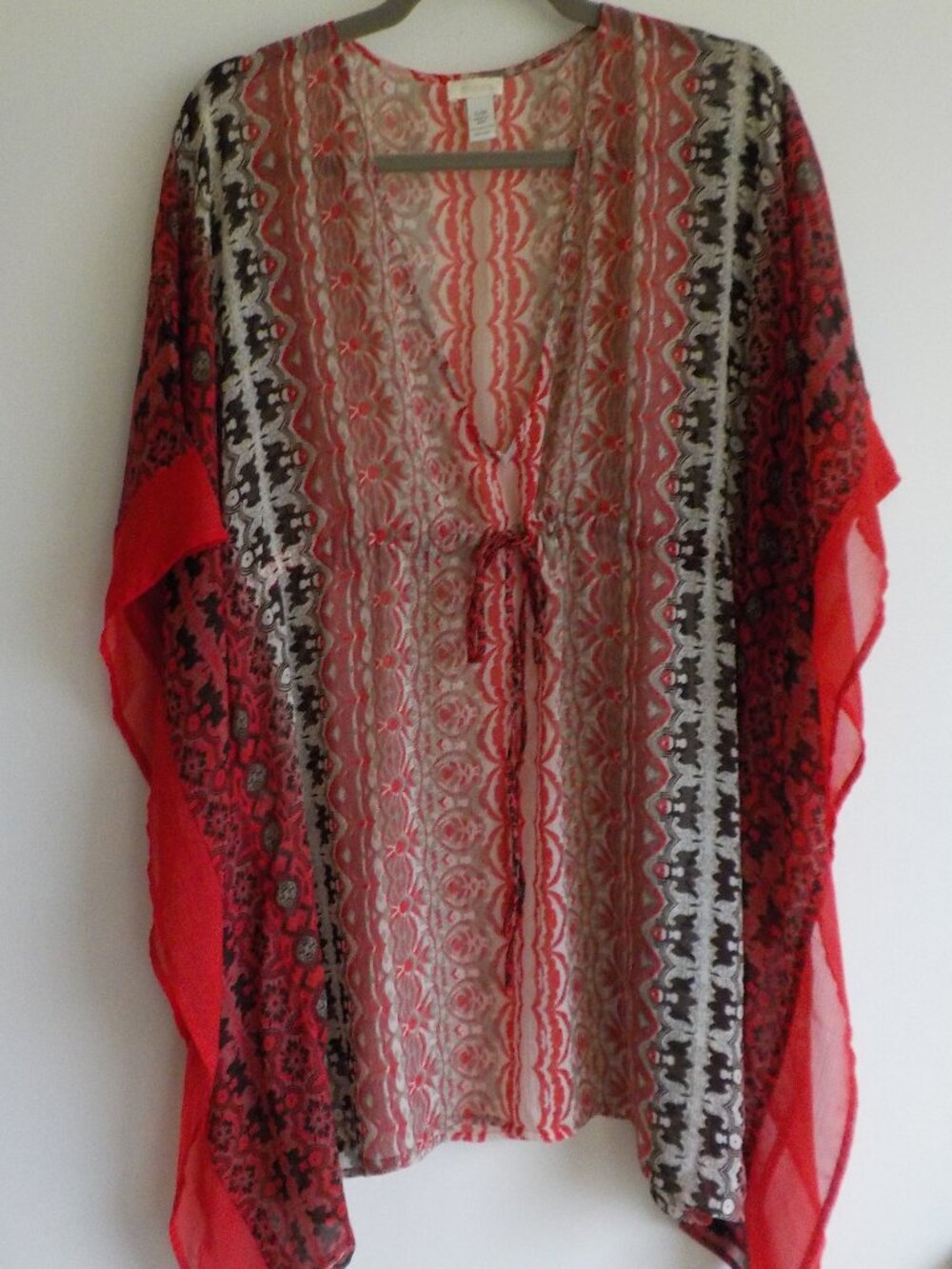 Chico's Coverup - Small/Medium - Sheer Red/Black/White (807)